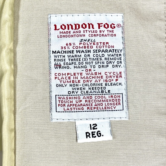 Vintage London Fog Maincoats Ruched Collar Tan Trench Coat Womens Size 12 - Picture 8 of 12
